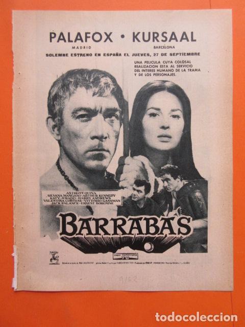 Kino: PUBLICIDAD 1962 - colecci&oacute;n CINE - BARRABAS ANTHONY QUINN SILVANA MANGANO PALAFOZ KURSAAL