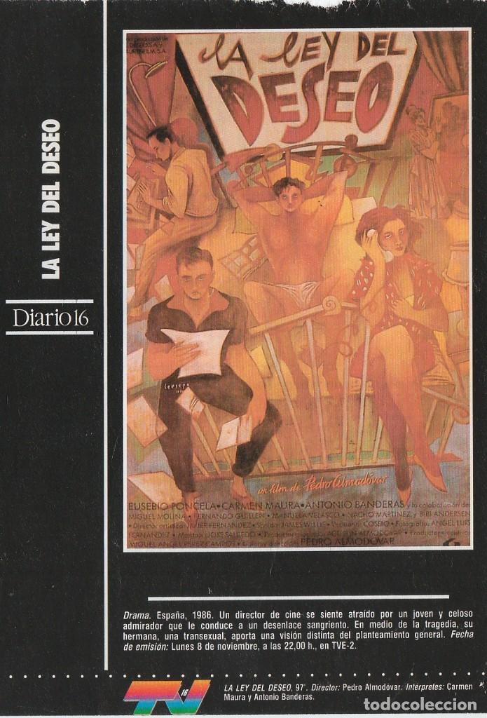 Cine: 2 caratulas de VHS, La ley del deseo Almodovar y Delitos y faltas Woody Allen, Diario 16.