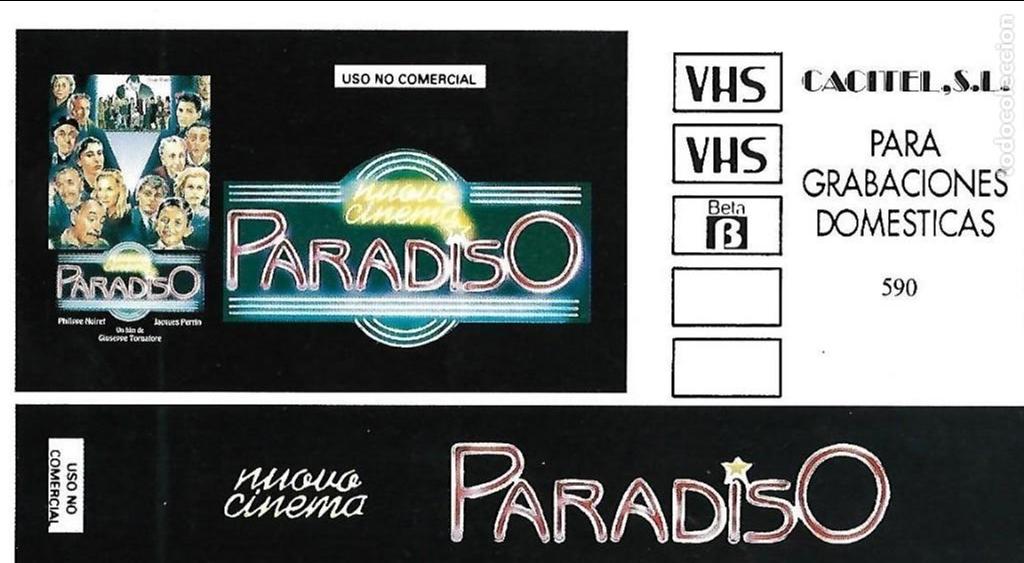 Cinema: Nuevo Cinema Paradiso. Pegatina para v&iacute;deo.