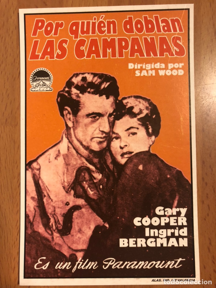 Cine: Programa tarjeta facsimil ingrid bergman gary cooper por quien doblan las campanas