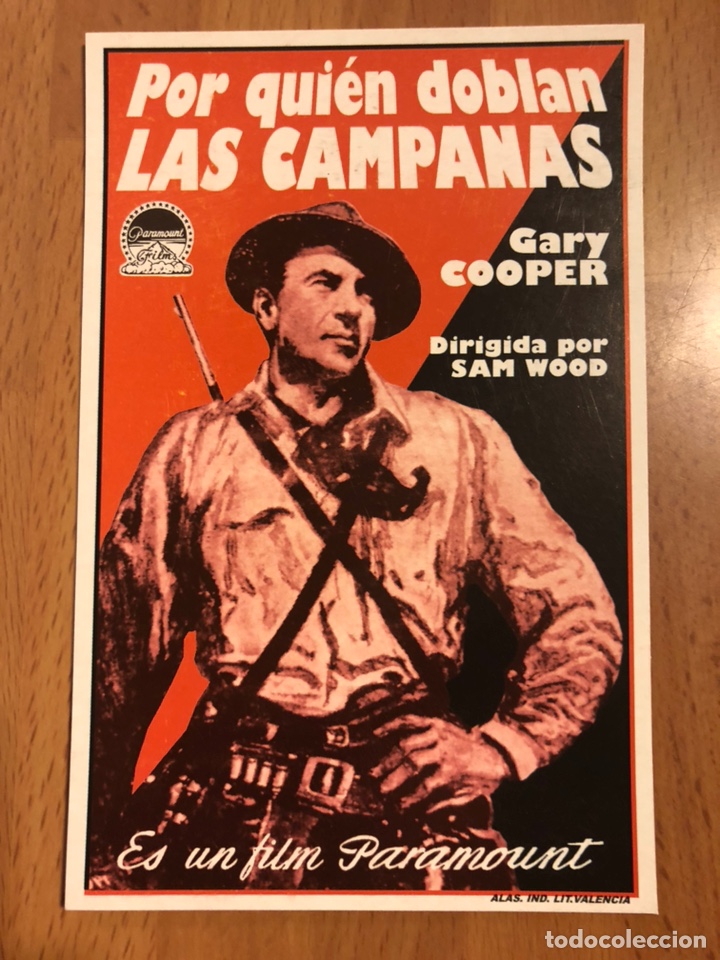 Cine: Programa tarjeta facsimil ingrid bergman gary cooper por quien doblan las campanas
