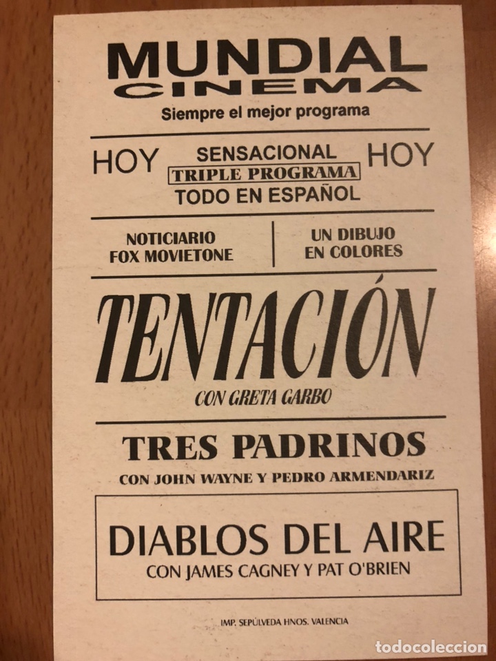 Cine: Programa tarjeta facsimil james cagney diablos del aire - Foto 2