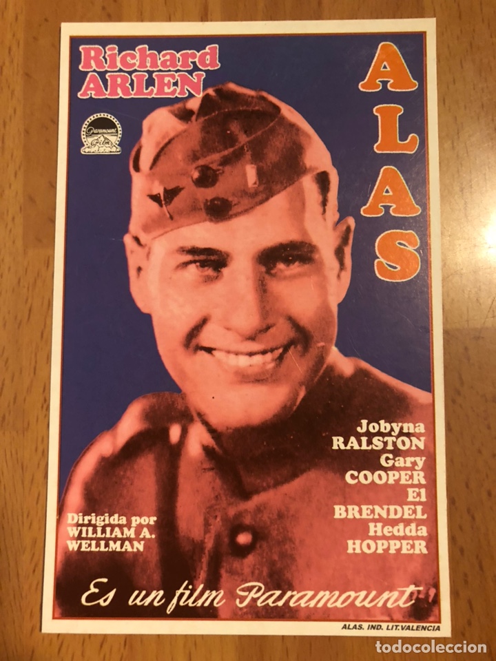 Cine: Programa tarjeta facsimil alas.clara bow gary cooper charles rogers