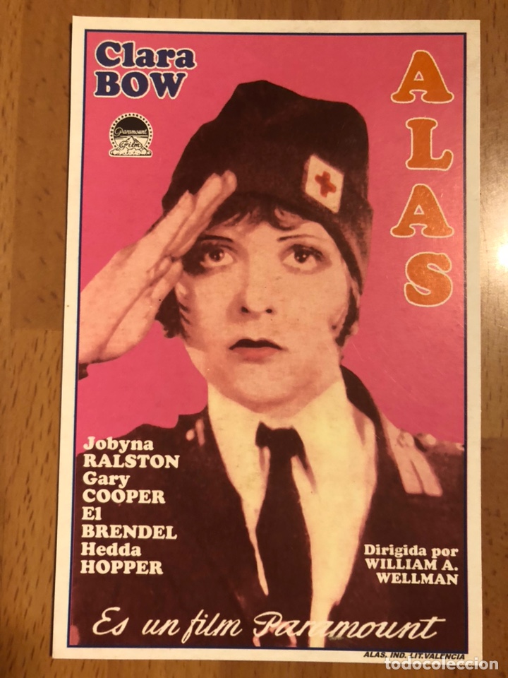Cine: Programa tarjeta facsimil alas.clara bow gary cooper charles rogers - Foto 1