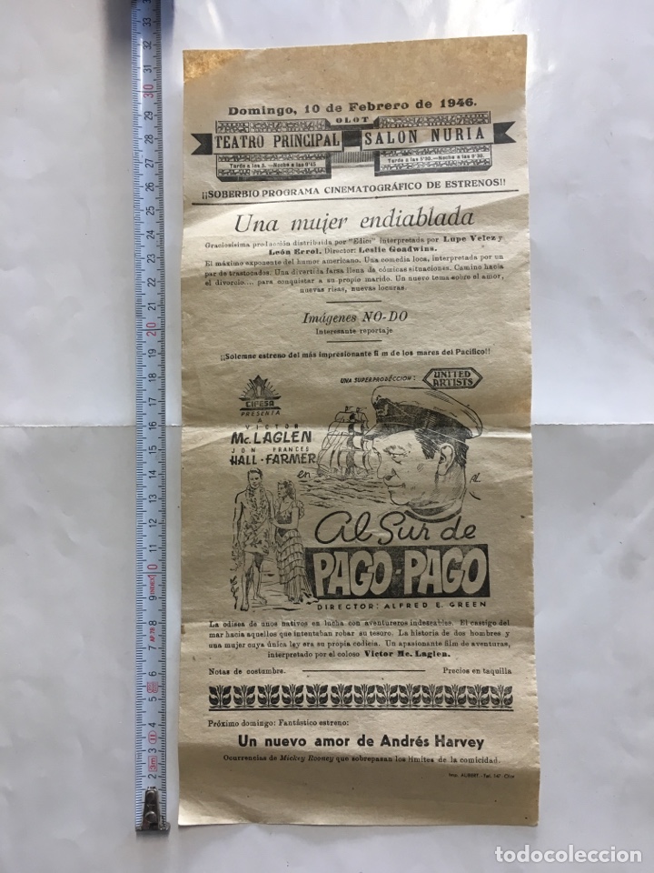 Kino: TEATRO PRINCIPAL. OLOT. D&Iacute;A, 10-2-1946.