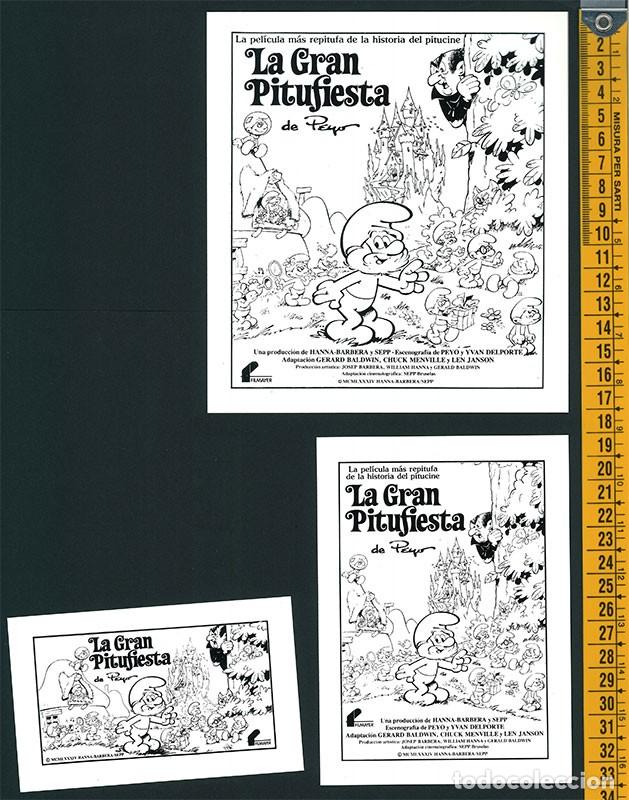 Kino: La Gran Pitufiesta. Clich&eacute;s de prensa originales del lanzamiento en Cine. Modelos B, C y D.