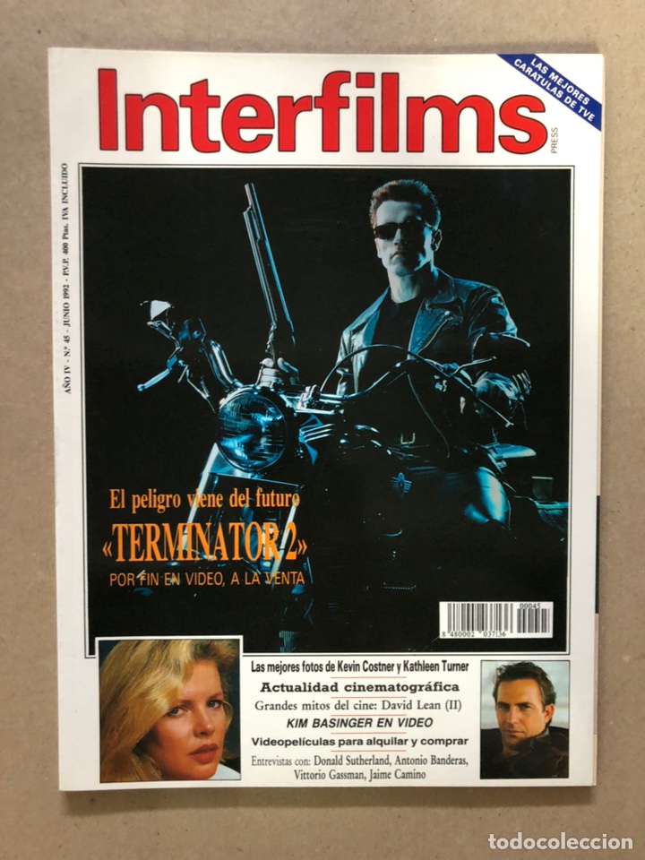 Cine: INTERFILMS N° 45 (JUNIO, 1992). TERMINATOR 2, ANTONIO BANDERAS, VITTORIO GASSMAN - Foto 1 - 169449576