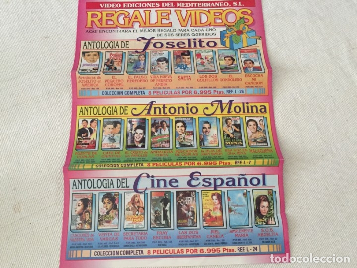 Cinema: DIPTICO FOLLETO CATALOGO PUBLICITARIO VHS REGALE VIDEOS VIDEO EDICIONES DEL MEDITERRANEO