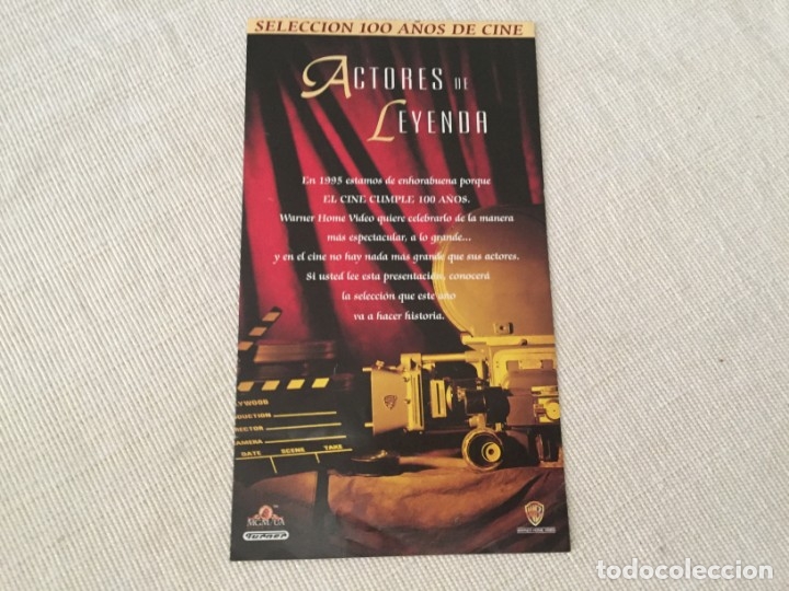 Cinema: DIPTICO FOLLETO CATALOGO PUBLICITARIO VHS VIDEO ACTORES DE LEYENDA WARNER BROS MGM