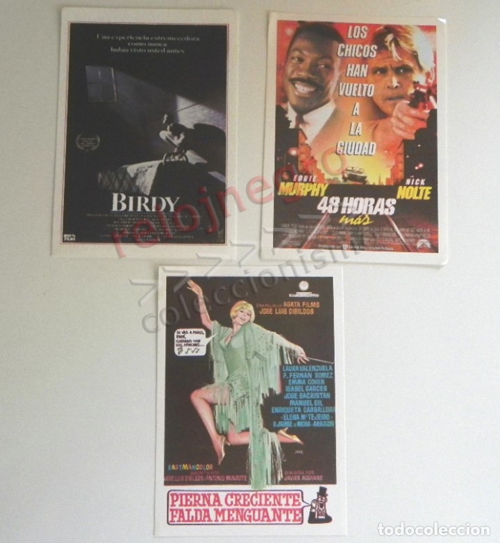 Kino: 3&euro; X1 AFICHE CARTEL PEQUE&Ntilde;O FOLLETO DE MANO BIRDY 48 HORAS M&Aacute;S PIERNA CRECIENTE FALDA MENGUANTE CINE