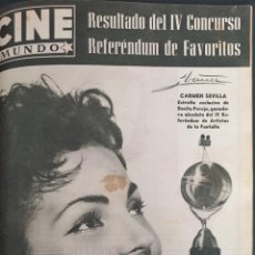 Cine: REVISTA CINE MUNDO 1956 CARMEN SEVILLA ROMY SCHNEIDER PABLITO CALVO JORGE MISTRAL JAYNE MANSFIELD. Lote 194953283