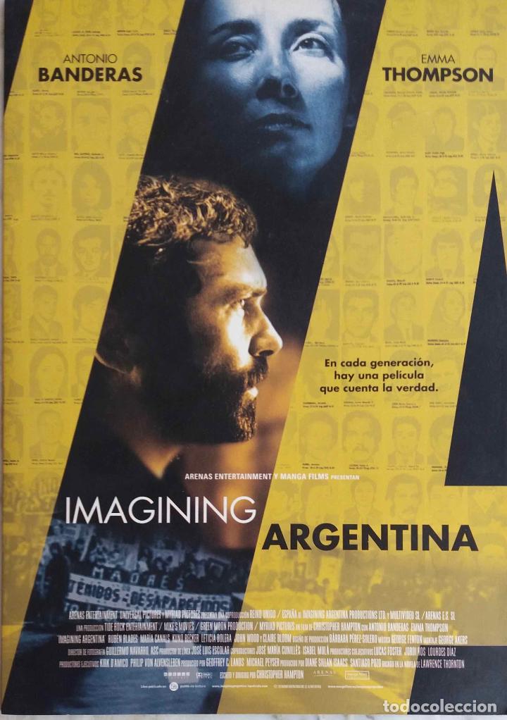 Cinema: IMAGINING ARGENTINA. ANTONIO BANDERAS, EMMA THOMPSON. FOLLETO EN TR&Iacute;PTICO DESPLEGABLE Y COMO NUEVO