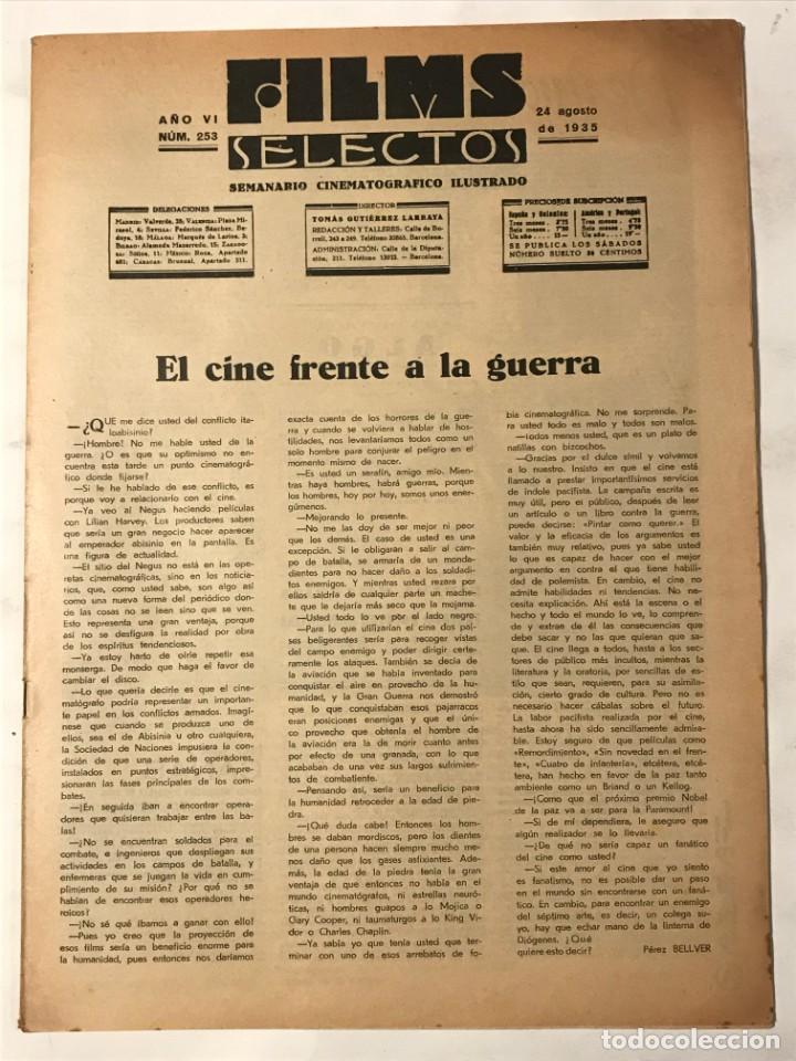 Cine: FILMS SELECTOS NUM 253 24 AGOSTO 1935 - Foto 1