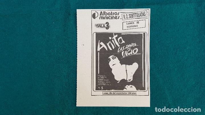 Kino: RECORTE DE PERIODICO CARTELERA ANITA LAS DANZAS DEL VICIO