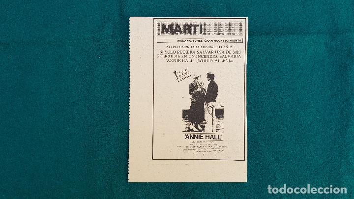 Kino: RECORTE DE PERIODICO CARTELERA ANNIE HALL
