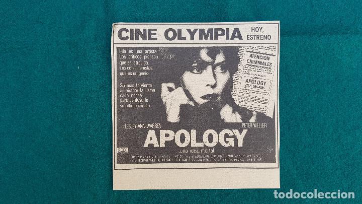 Kino: RECORTE DE PERIODICO CARTELERA APOLOGY