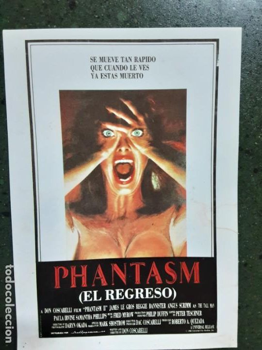Kino: PHANTASM, EL REGRESO,, SENCILLO IMPRESO EN LOS A&Ntilde;OS 80
