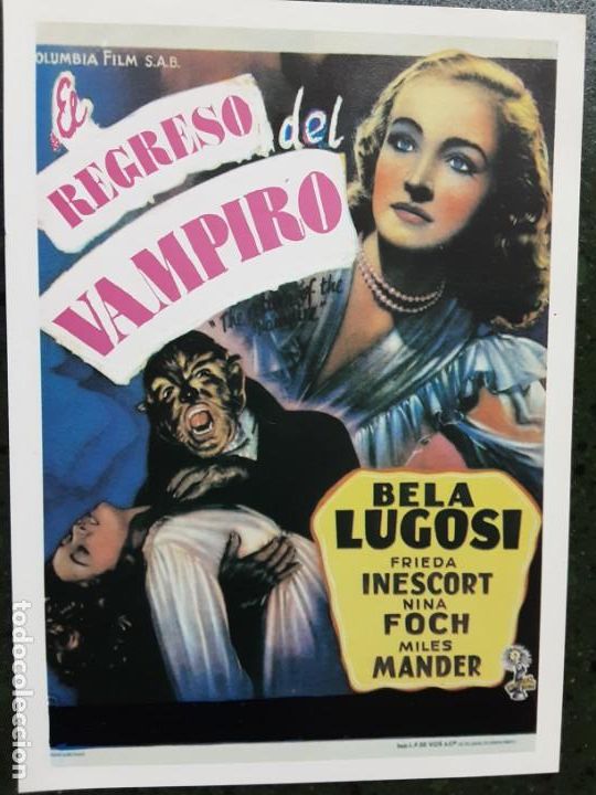 Kino: EL REGRESO DEL VAMPIRO, BELA LUGOSI, SENCILLO IMPRESO EN LOS A&Ntilde;OS 80
