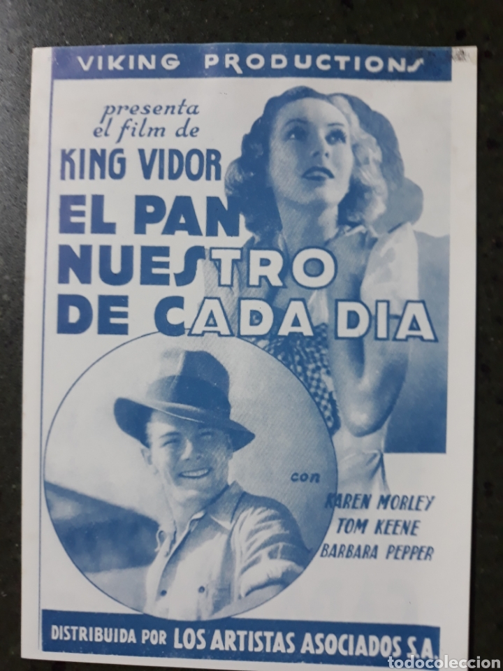 Kino: EL PAN NUESTRO DE CADA D&Iacute;A , KING VIDOR, PROGRAMA IMPRESO EN LOS A&Ntilde;OS 80