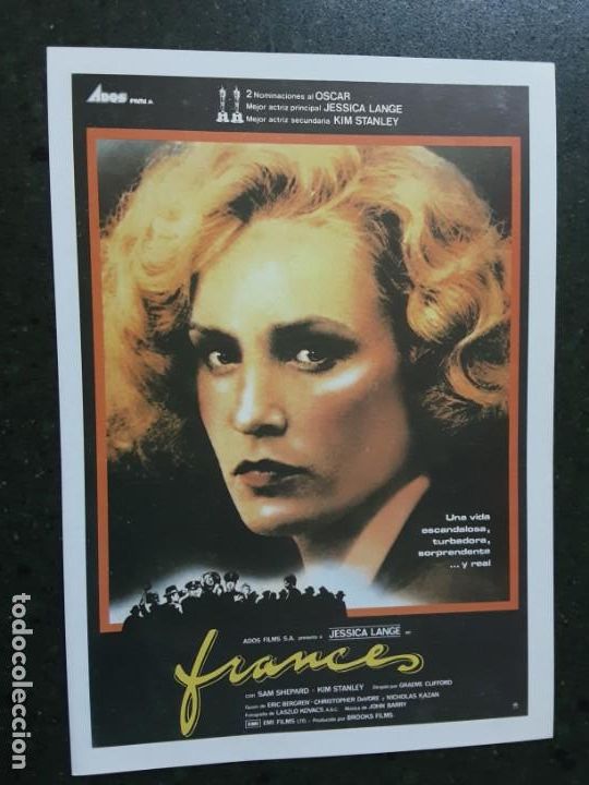Kino: FRANCES, JESSICA LANGE, PROGRAMA IMPRESO EN LOS A&Ntilde;OS 80