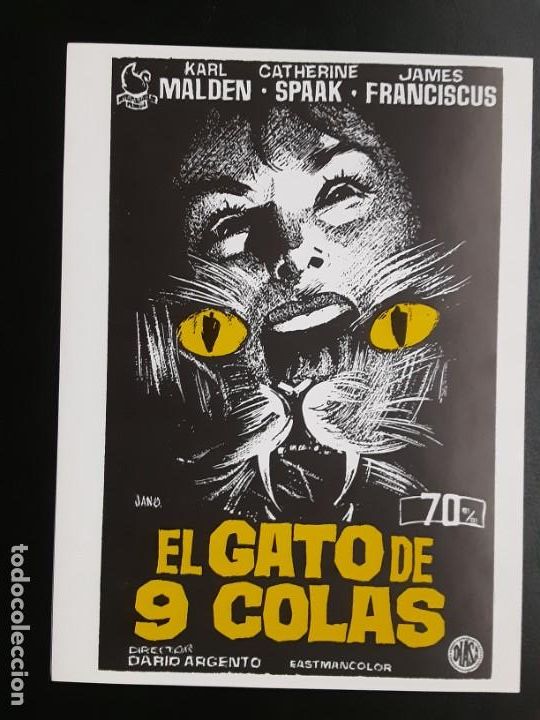 Kino: EL GATO DE 9 COLAS, KARL MALDEN, SENCILLO IMPRESO EN LOS A&Ntilde;OS 80