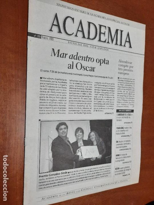 Cine: ACADEMIA 109. BOLET&Iacute;N DE CINE DE LA ACADEMIA. GRAPA. BUEN ESTADO. DIFICIL caj. 129