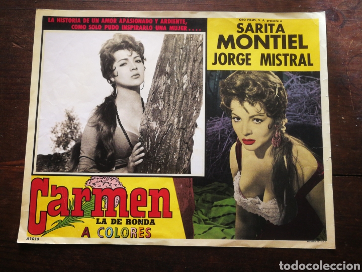 Kino: REPRODUCCI&Oacute;N CARTEL CINE- CARMEN, LA DE RONDA A COLORES, SARITA MONTIEL. 35X27'5CM.
