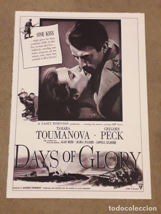 Cine: FICHA CINE BELICO, DAYS OF GLORY (DIAS DE GLORIA) 1944. TAMARA TOUMANOVA, GREGORY PECK