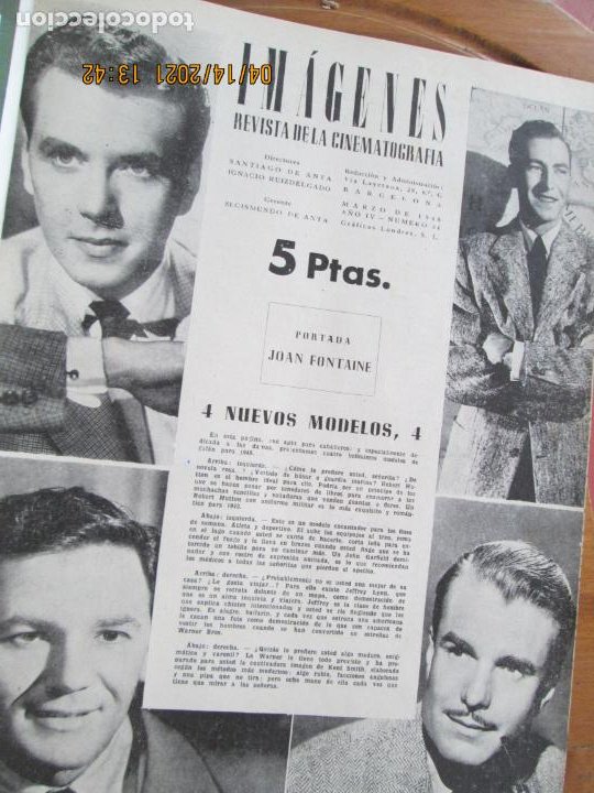 Cine: IMAGENES REVISTA DE LA CINEMATOGRAFIA Nº 34 MARZO 1948 - PORTADA JOAN FONTAINE - Foto 3 - 254622860