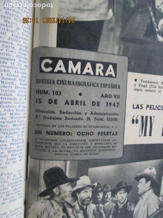 Cine: CAMARA REVISTA CINEMATOGRAFICA Nº 103-ABRIL -1947 -ALEXIS SMITH - FOTOS, DIBUJOS Y PROPAGANDAS - Foto 3 - 254630390