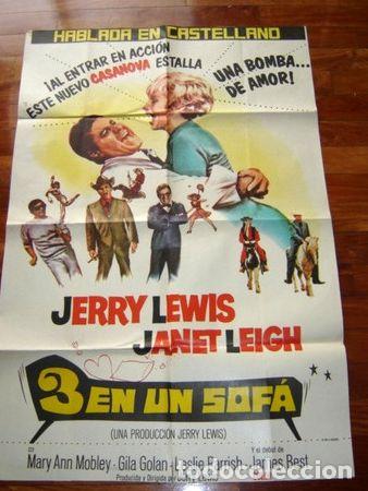 Kino: afiche de cine 3 en un sofa jerry lewis janet leigh 1966