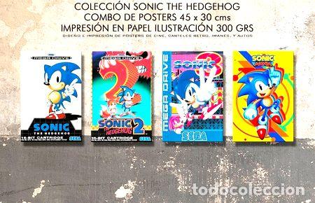 Kino: posters sonic combo 4x sega mega drive gamer 45x30 cm