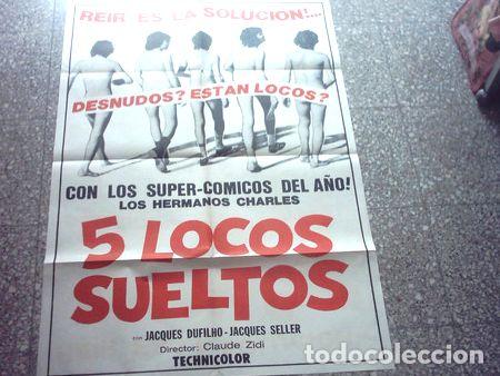 Kino: afiche de cine cinco locos sueltos ano 1972