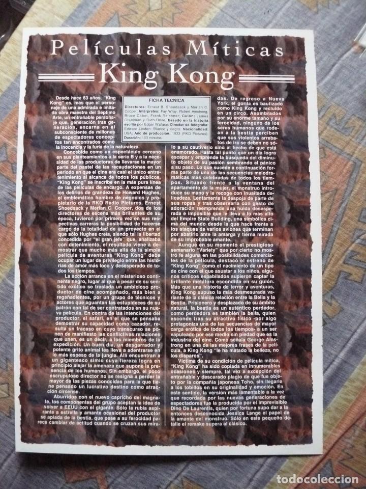 Cine: Cartel Tama&ntilde;o Folio con informacion detras de la pelicula: King Kong