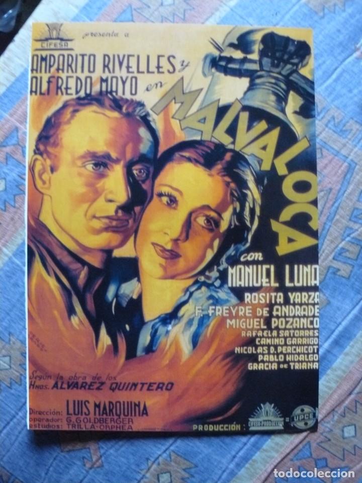 Kino: Cartel Tama&ntilde;o Folio con informacion detras de la pelicula: Malvaloca