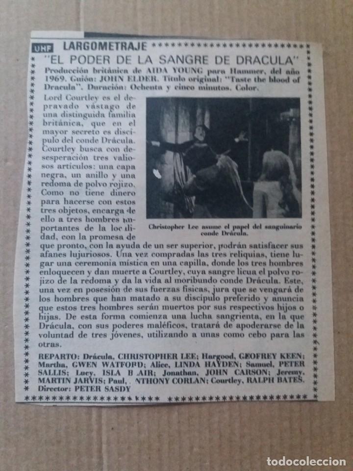 Cine: Recorte Ficha tecnica El poder de la sangre de Dracula - Foto 1