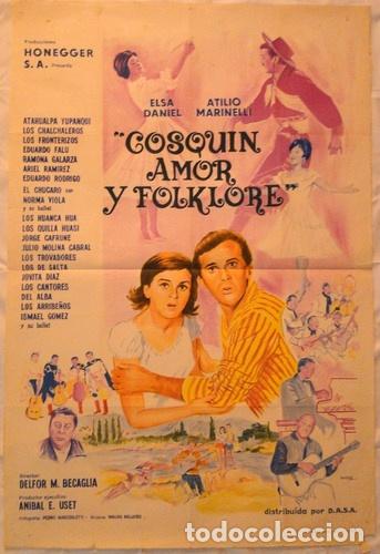 Kino: afiche cosquin amor y folklore 1965 beccaglia original cine