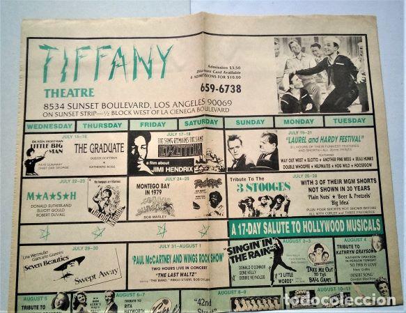 Cine: Tiffany Theatre, Sunset Boulevard, Los &Aacute;ngeles.Cartel-programa. 60 x 38 cm.