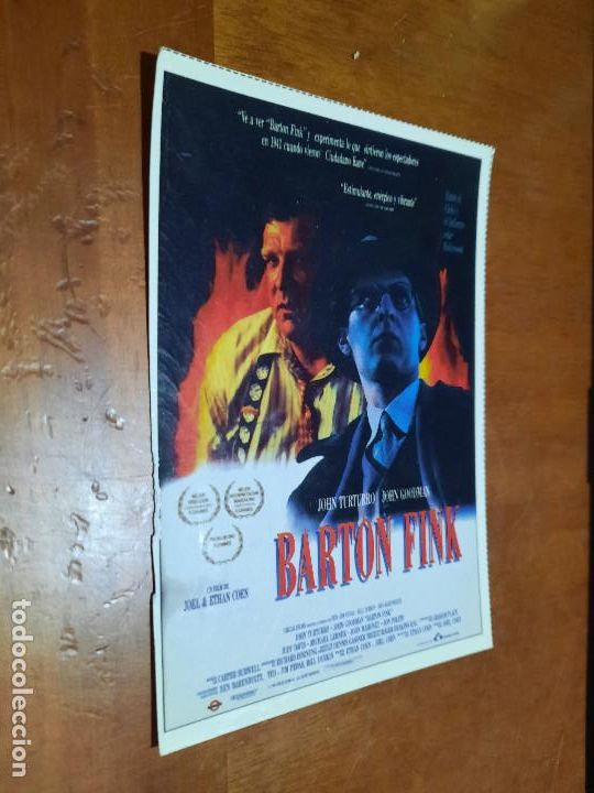 Cinema: BARTON FINK. CARTEL PEQUE&Ntilde;O FORMATO. FICHA POR DETR&Aacute;S. BUEN ESTADO.