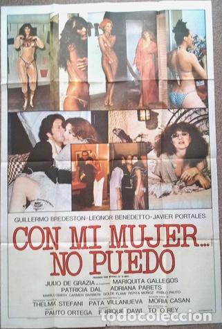 Kino: antiguo afiche de pelicula con mi mujer no puedo 425