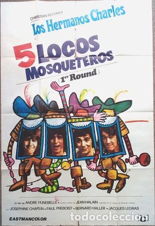 Kino: antiguo afiche de pelicula 5 locos mosqueteros 373