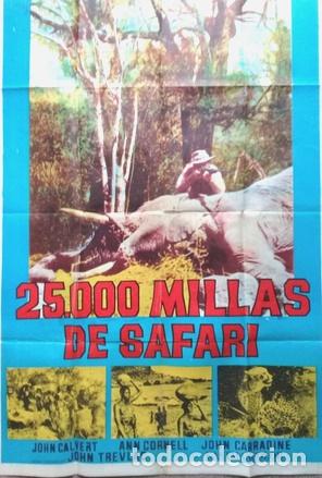 Kino: antiguo afiche de pelicula 25000 millas de safari 411