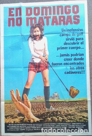 Kino: antiguo afiche de pelicula el domingo no mataras 360