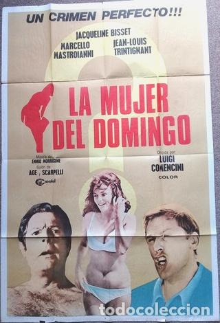 Cinema: antiguo afiche de pelicula la mujer del domingo 318