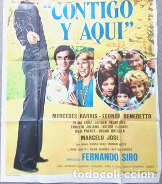 Cinema: antiguo afiche de pelicula contigo y aqui 518