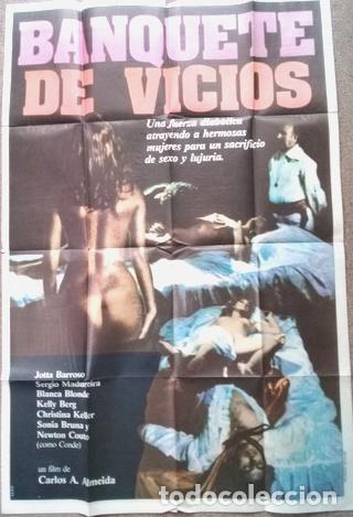 Kino: antiguo afiche de pelicula banquete de vicios 651