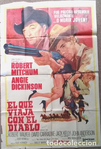 Kino: antiguo afiche de pelicula el que viaja con el diablo 609