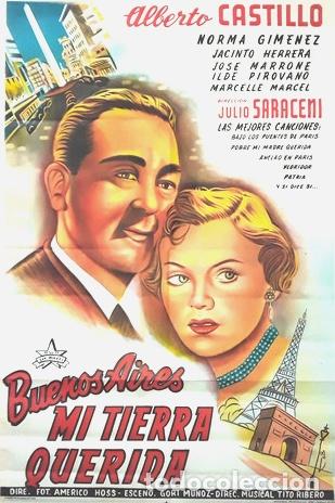 Kino: afiche 1951 buenos aires mi tierra querida castillo tango