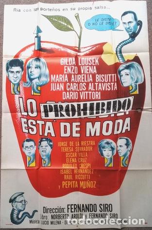 Kino: antiguo afiche de pelicula lo prohibido esta de moda 577