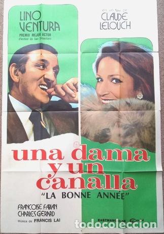 Kino: antiguo afiche de pelicula una dama y un canalla 585